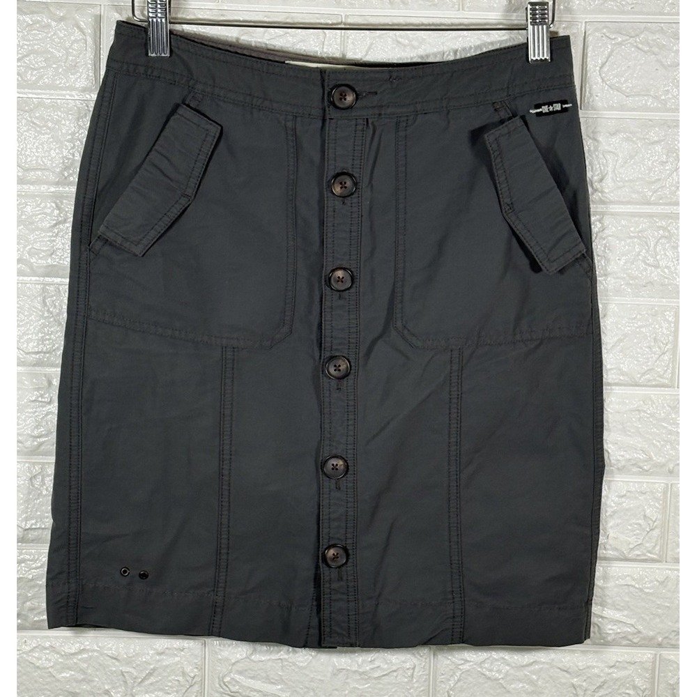 CONVERSE WOMENS SKIRT SIZE 2 GRAY BUTTON FRONT POCKETS ONE‎ STAR